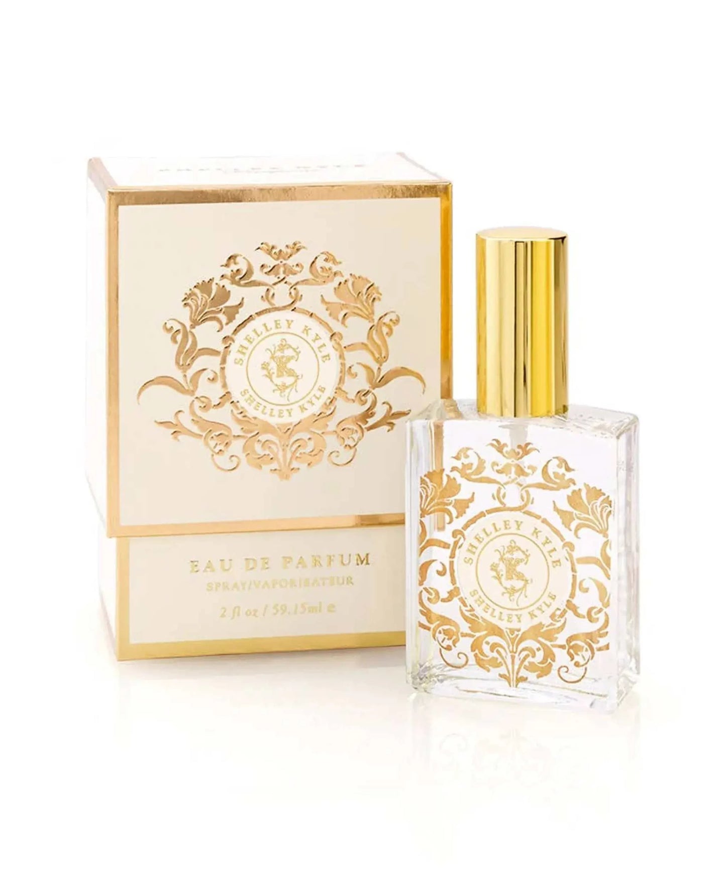 60ml Shelley Kyle Signature Perfume bottle and box with elegant gold design.