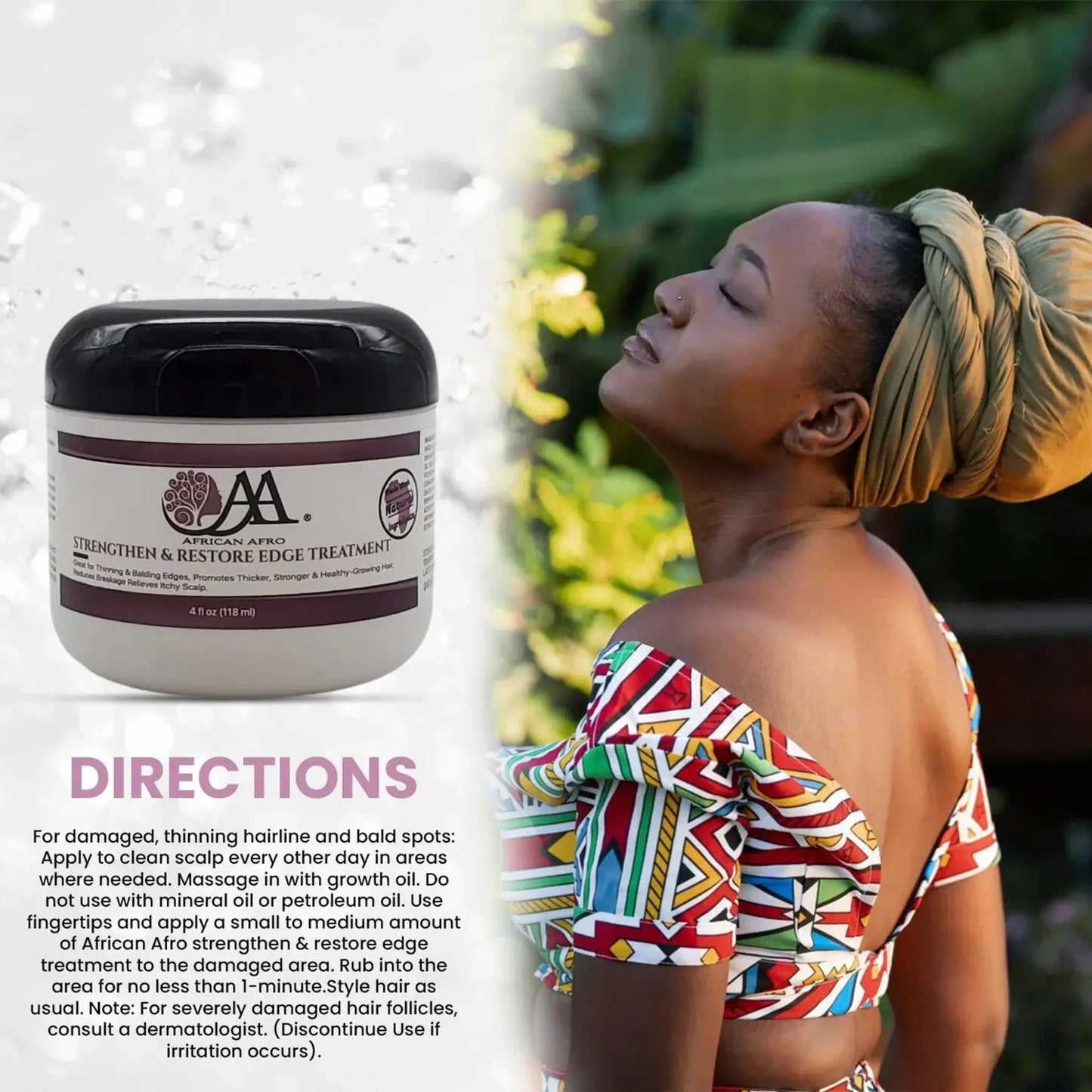 Natural edge treatment for hair growth and restoration, 4 fl. oz., promotes thicker, fuller edges with peppermint oil.