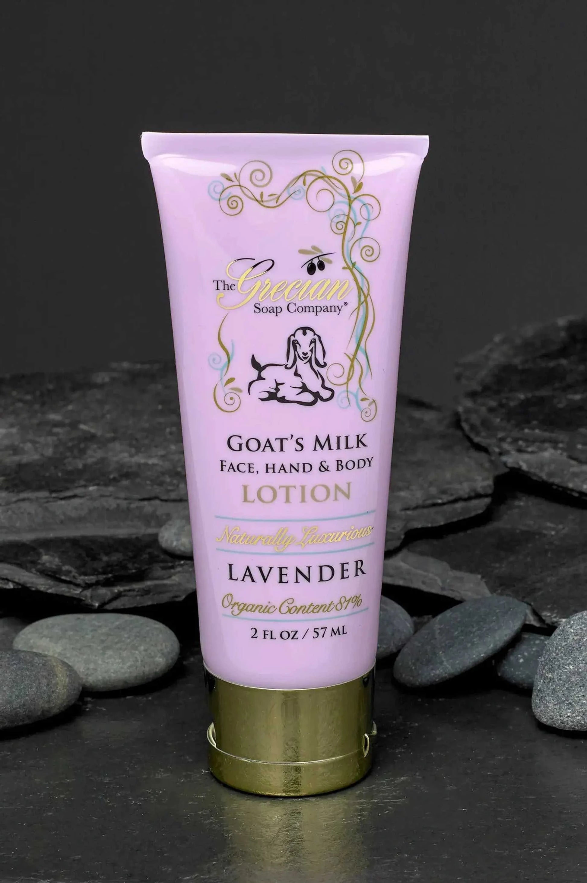 Organic Goat's Milk Lotion Tube in Lavender, 2oz, ideal for travel and purses, available in 8 fragrances.