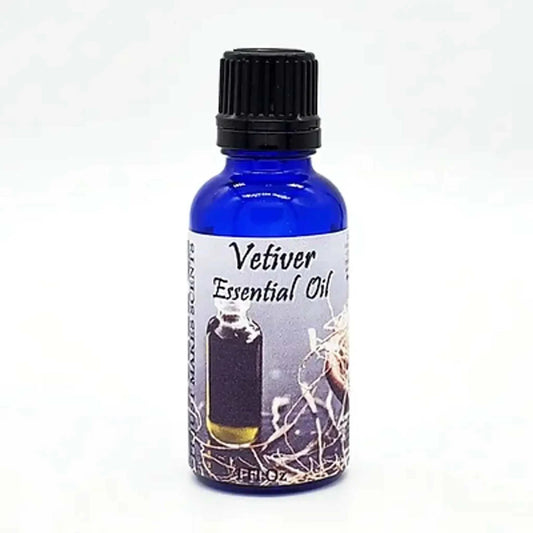 Aroma Vetiver Essential Oil 1 oz bottle.