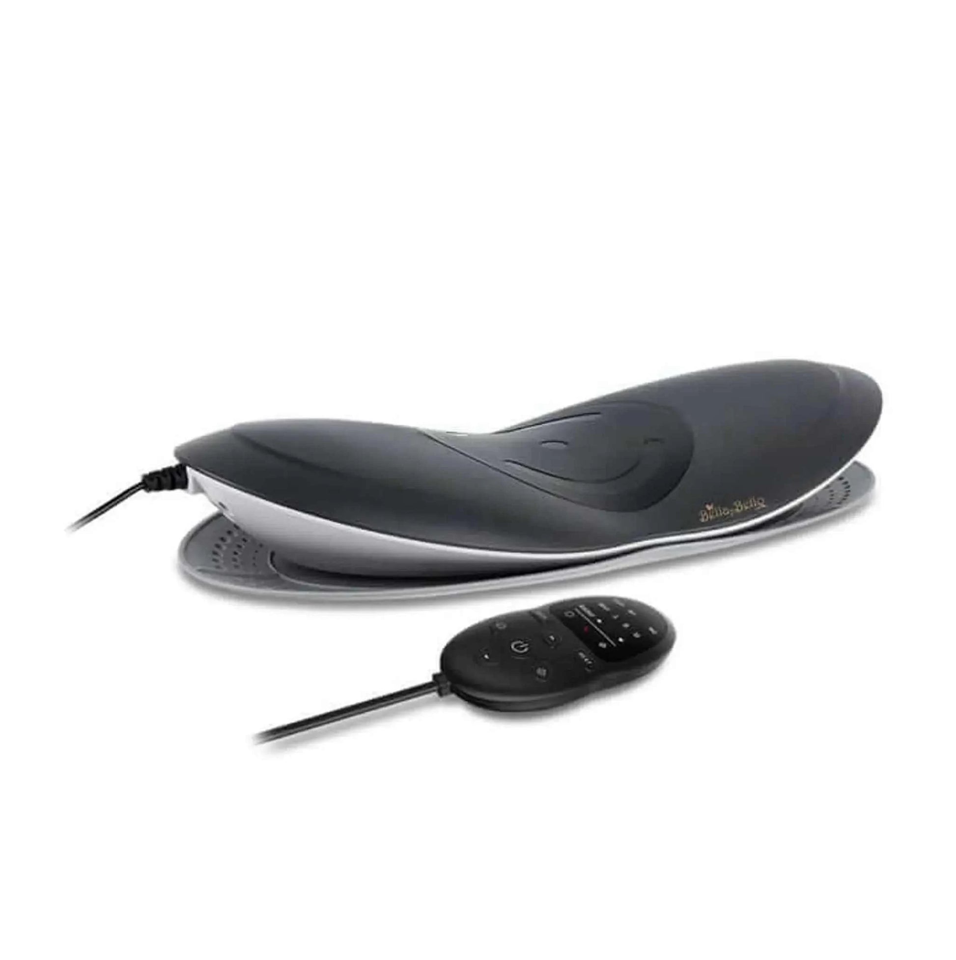 Black Bella2Bello Wilton Professional Lower Back Stretcher & Massager with Heat Function and Remote, Ergonomic Design for Pain Relief.