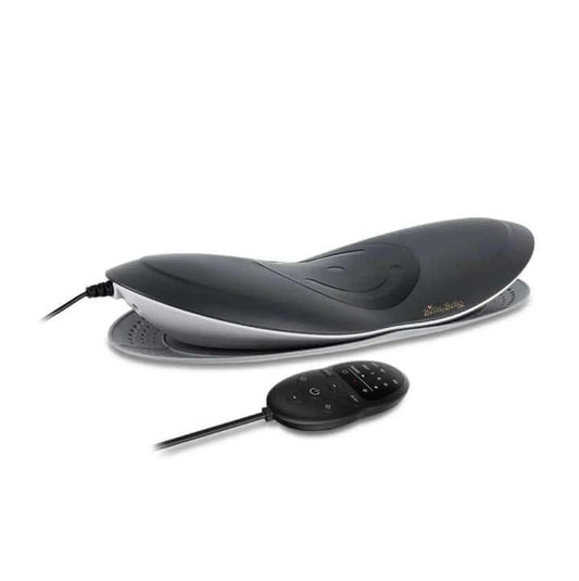 Wilton Professional Lower Back Stretcher & Massager with Heat Function, ergonomic design, black.