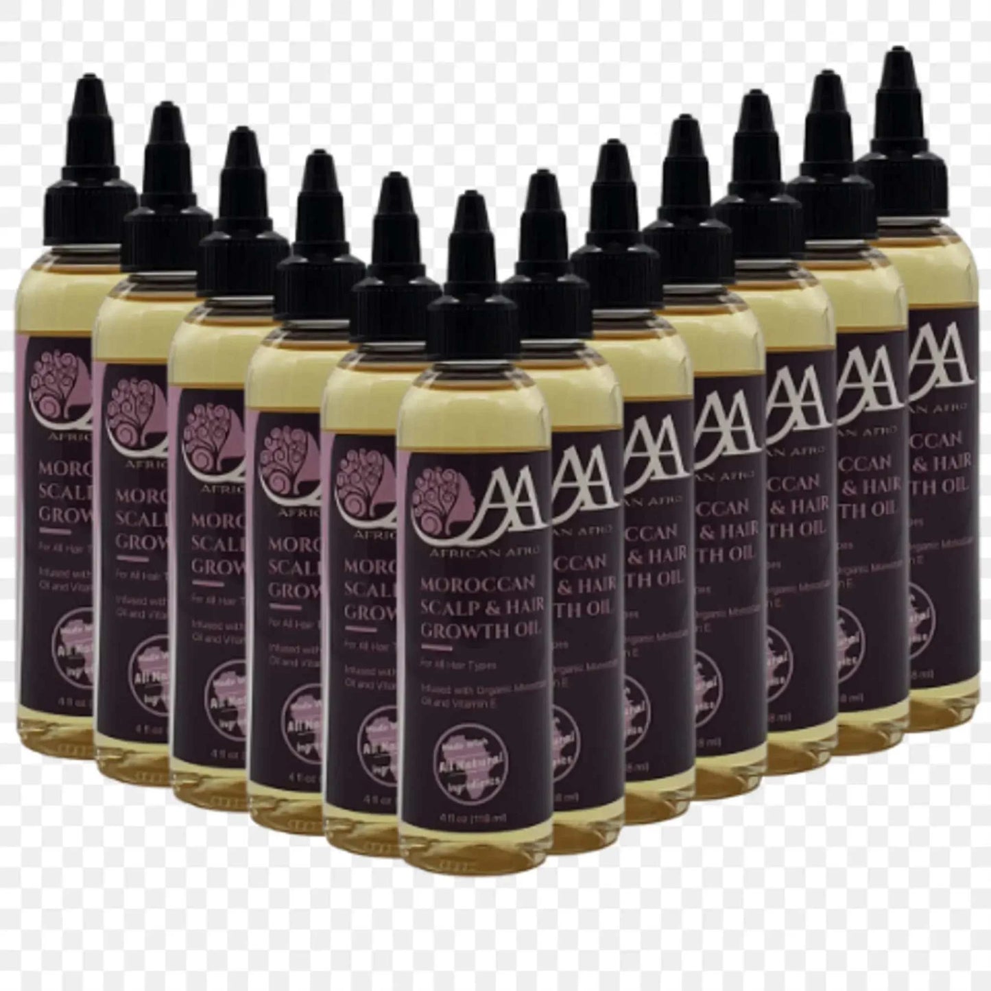Moroccan scalp and hair growth oil bottles, promotes natural hair growth and nourishment.