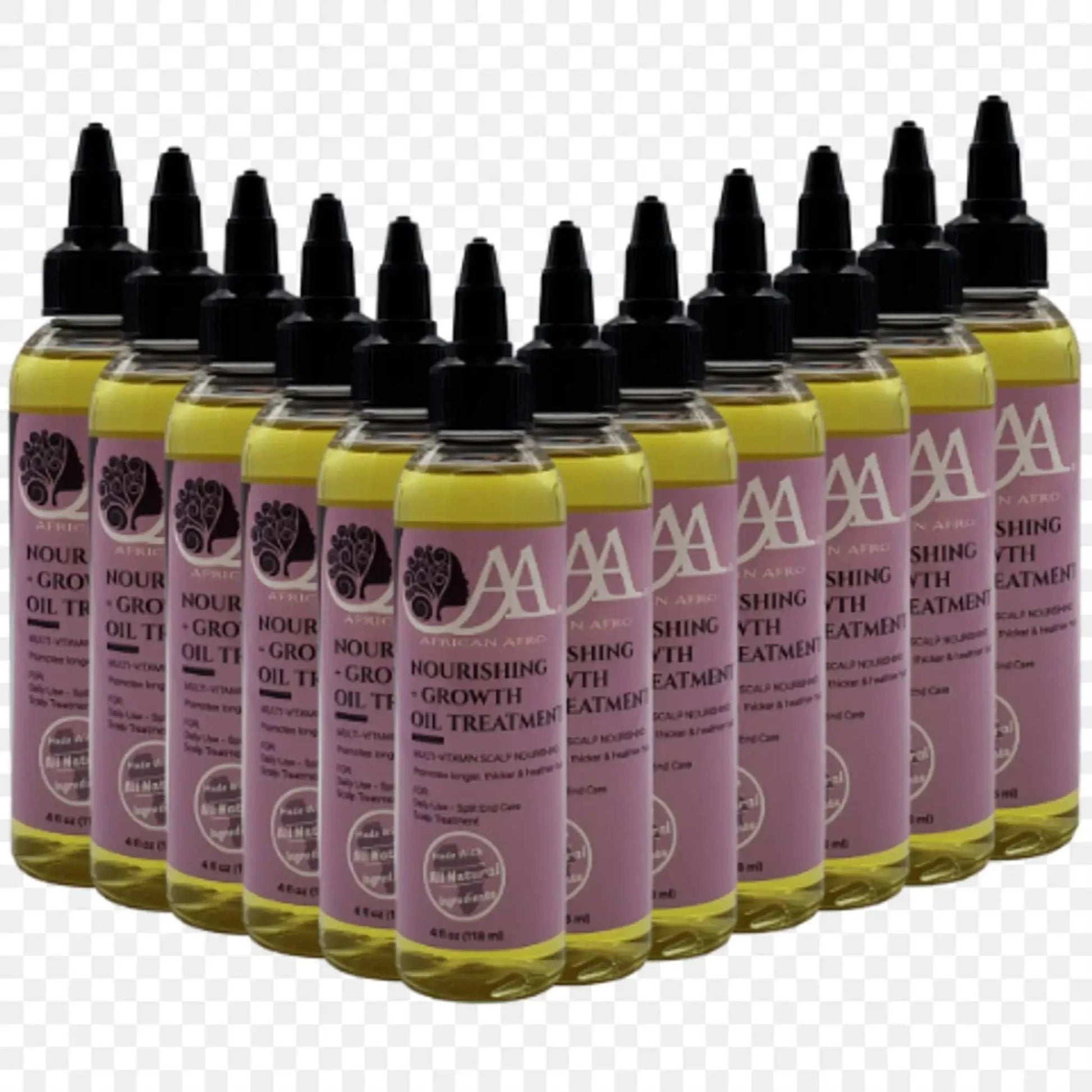 Nourishing & growth oil hair treatment bottles for hair follicle strength and natural growth.