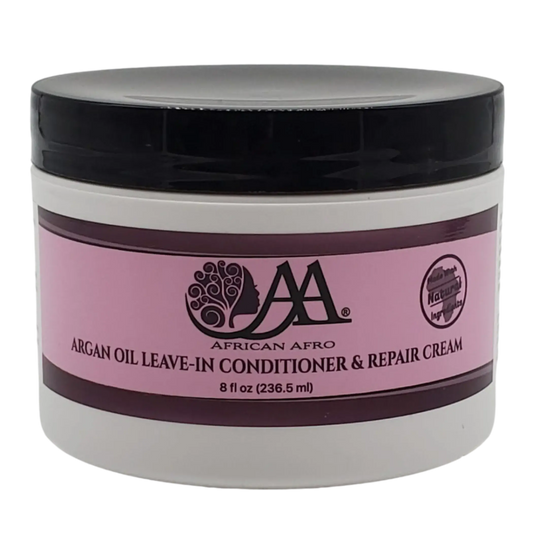 Argan oil leave-in conditioner and hair repair cream by African Afro, 8 fl. oz. jar.