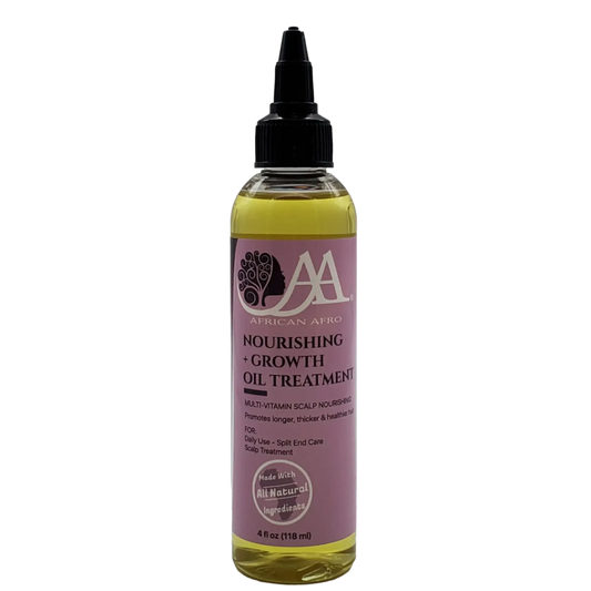Nourishing and Growth Oil Hair Treatment bottle, 4 fl. oz., promotes hair strength and natural growth with tea tree and coconut oil.