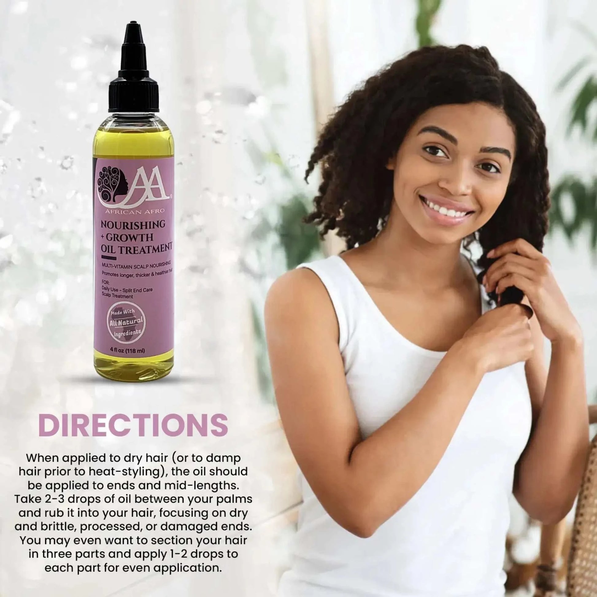 Nourishing hair growth oil treatment with natural ingredients, promotes healthy and strong hair, 4 fl. oz.