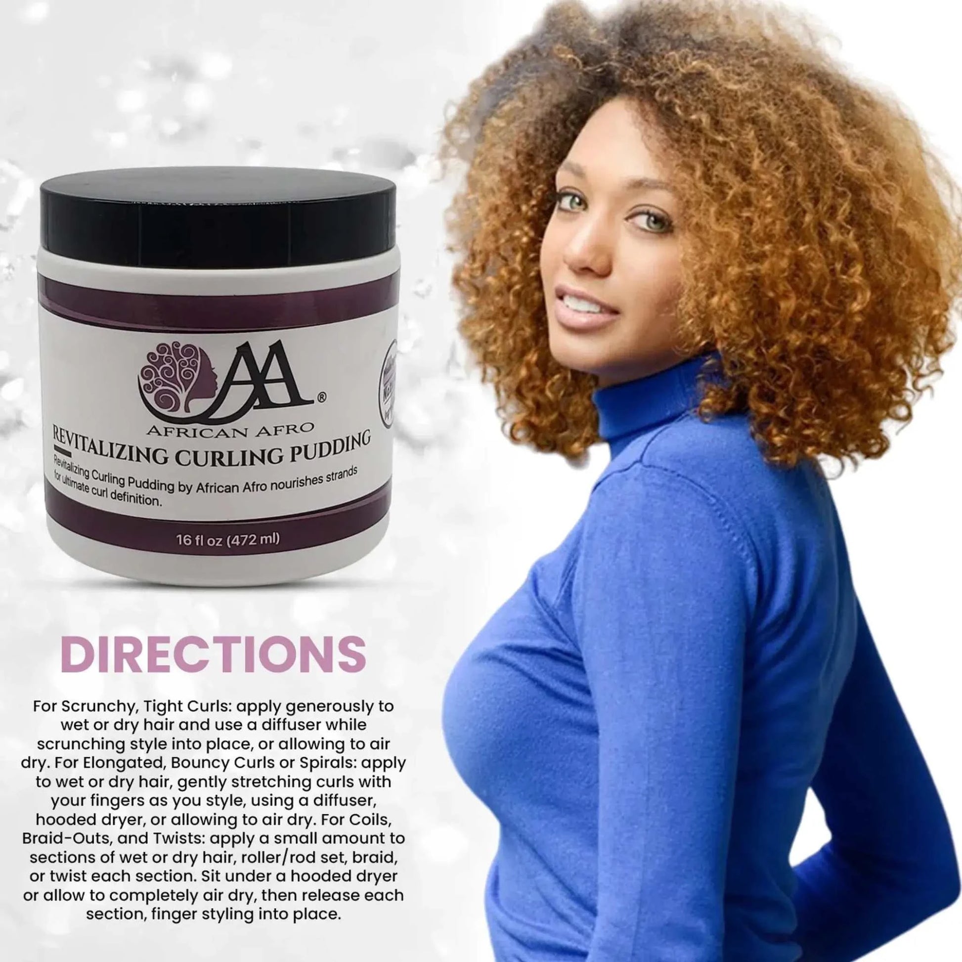 Revitalizing Curling Pudding Hair Cream for frizz control and curl hydration with natural oils, 16 fl. oz.