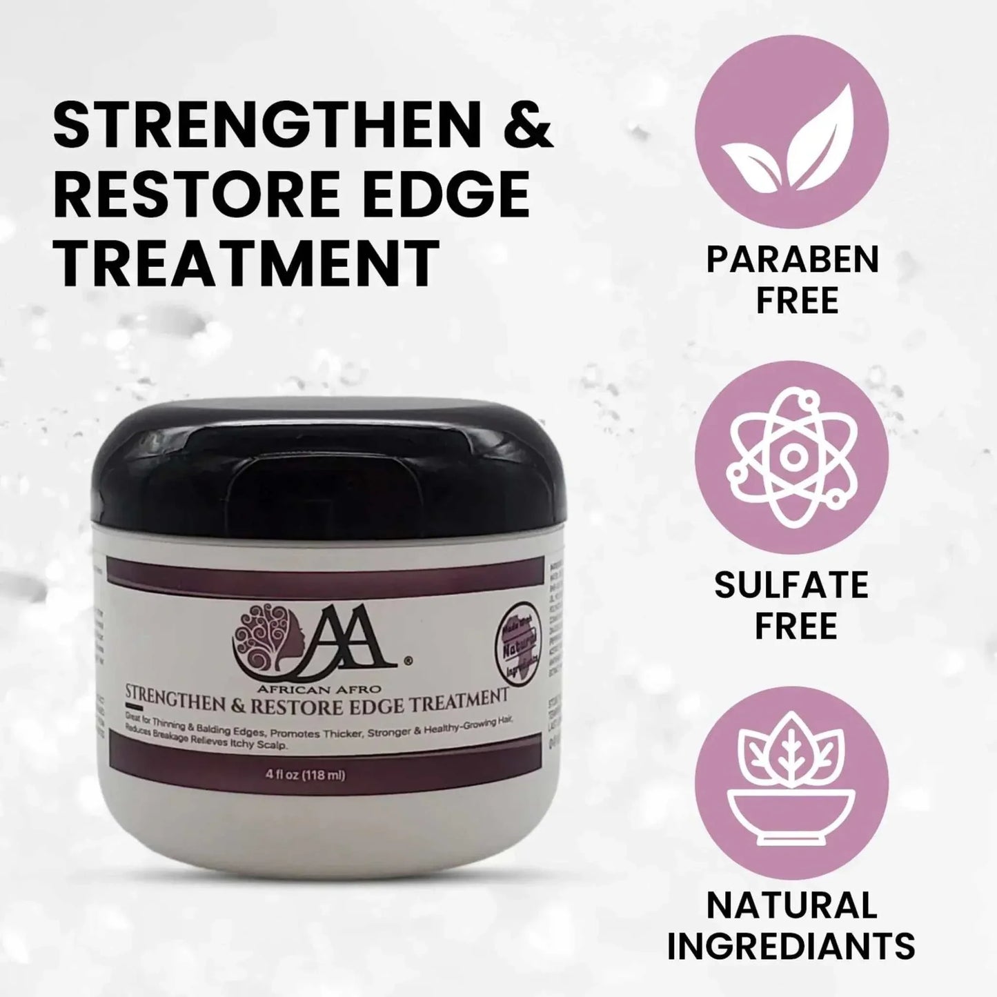 Strengthen and restore edge treatment for African Afro hair, promotes thicker edges and natural hair growth, 4 fl. oz.