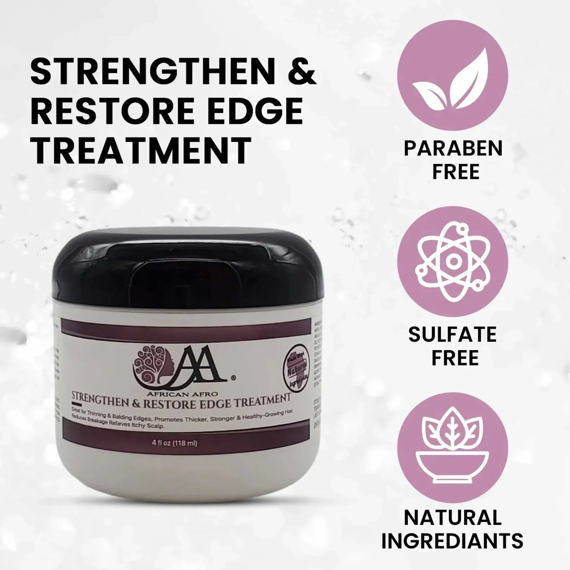 Strengthen and restore edge treatment for African Afro hair, promotes thicker edges and natural hair growth, 4 fl. oz.