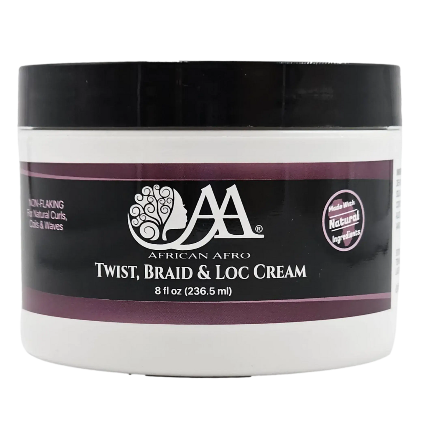 Twist Braid and Loc Cream 8 fl oz jar for natural hair styling and moisture.