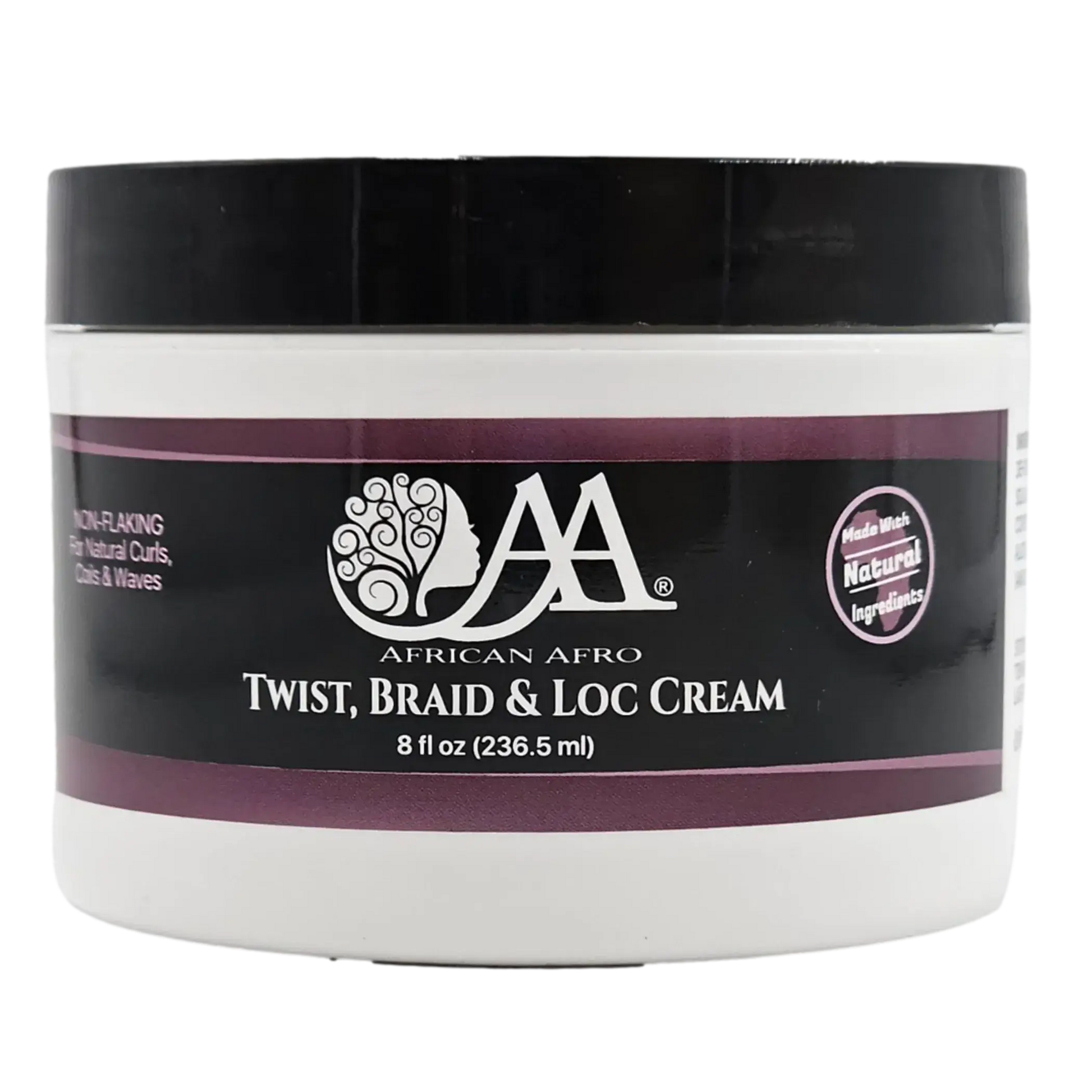 Twist Braid and Loc Cream 8 fl oz jar for natural hair styling and moisture.