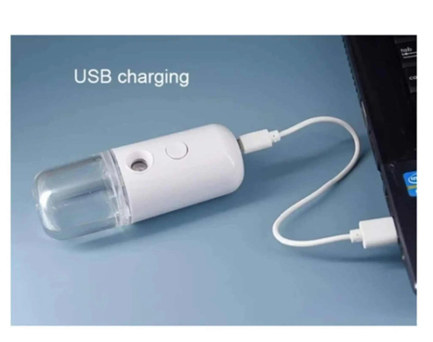 Nano Mist Sprayer with USB charging, compact design for travel and daily skincare routine.