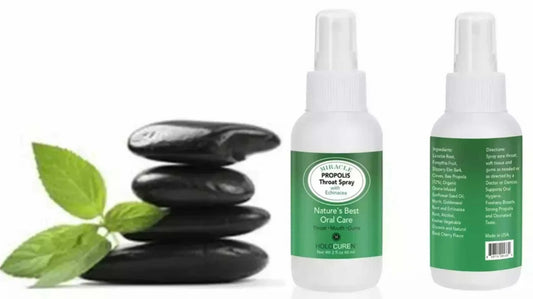Miracle Propolis Throat Spray with immunity herbs, 2 oz bottle, natural oral care.