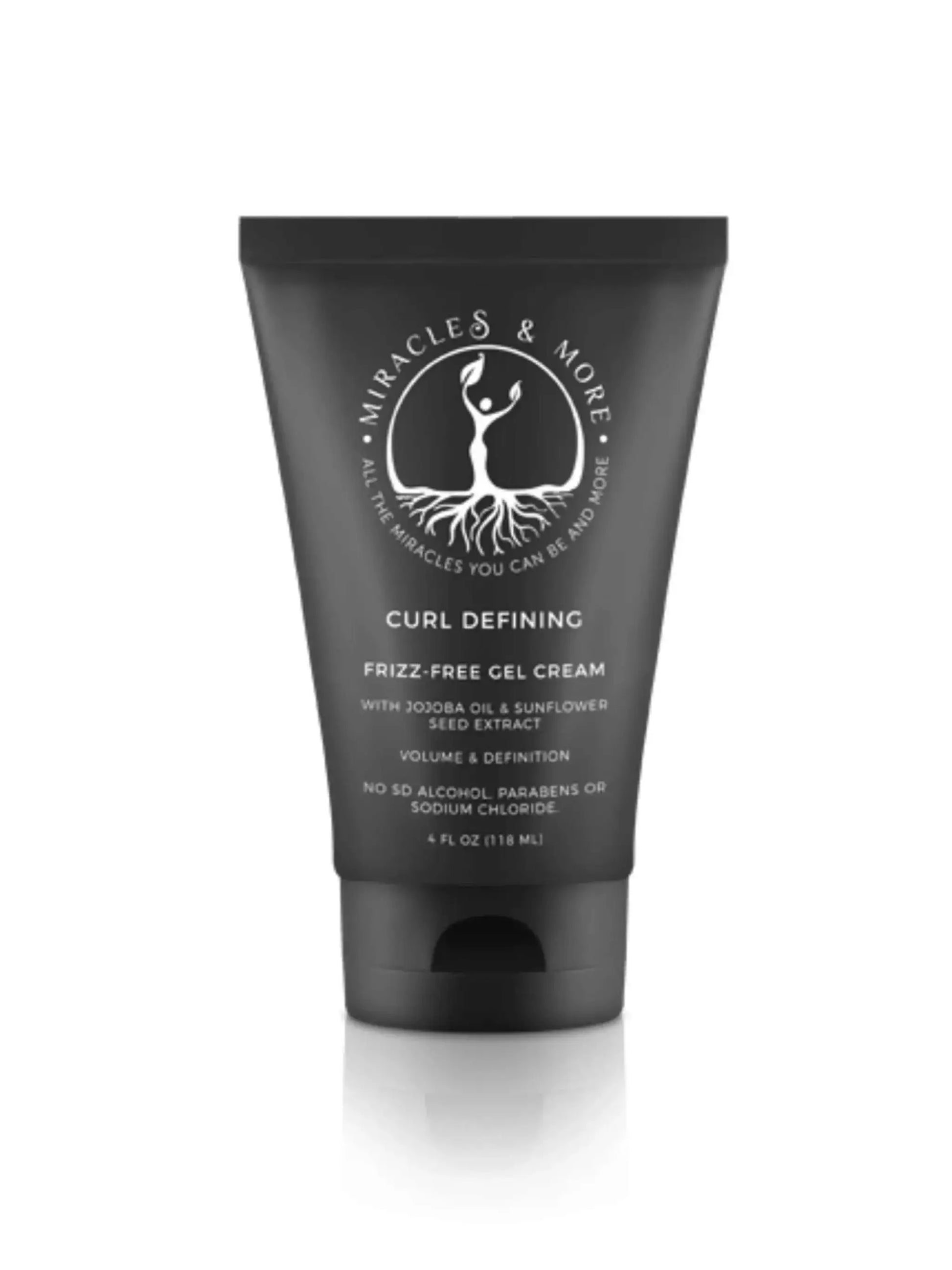 Curl defining frizz-free gel cream tube with jojoba oil and sunflower extract for volume and shine