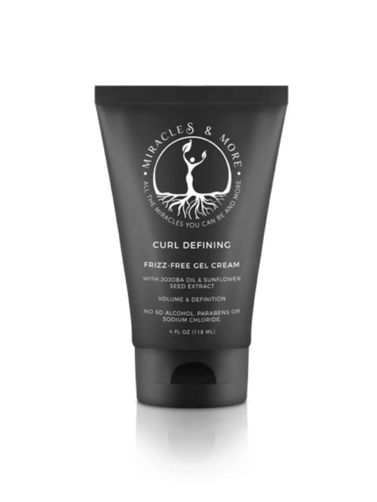 Curl defining frizz-free gel cream tube with jojoba oil and sunflower extract for volume and shine