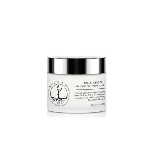 Micro-Crystals Pure Perfection Facial Polish jar with antioxidants and vitamins for radiant complexion.